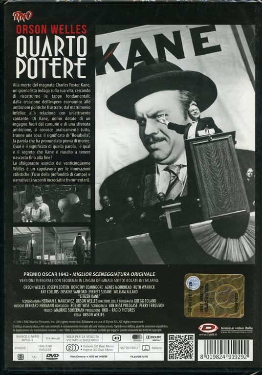 Quarto potere - DVD - Film di Orson Welles Drammatico | IBS