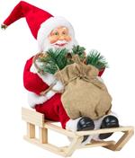 Decorazione Natalizia Babbo Natale su Slitta con Sacco Doni 45x20x30cm