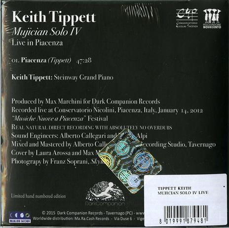 Mujician Solo IV. Live in Piacenza - CD Audio di Keith Tippett - 2
