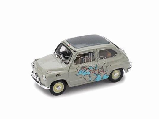 Bm0443 Fiat 600 Raid Calcutta-Roma 1955 Km 13260 Martignoni-Rabezzana 1.43 Modellino Brumm - 2