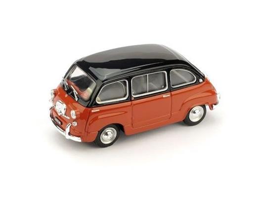 Bm0333-08 Fiat 600 Multipla D 1960 Nero/Rosso Corallo 1.43 Modellino Brumm