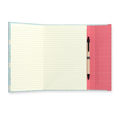 Quaderno brossurato Clip Notes piccolo a righe. Clip rossa con fiori - 4