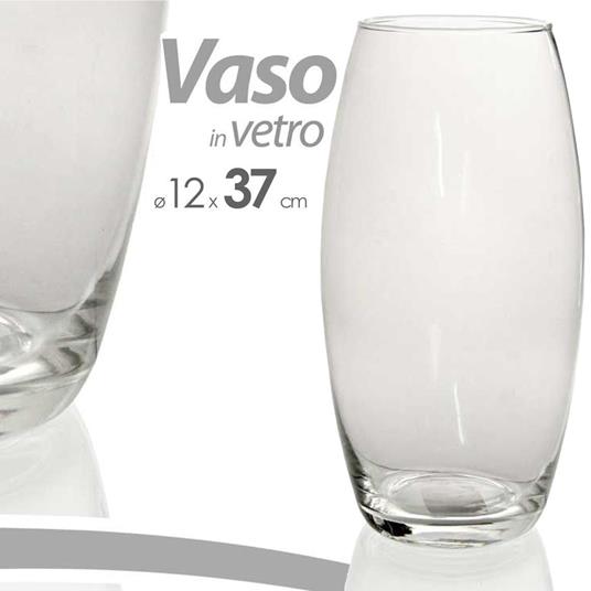 Vaso 37X12Cm In Vetro Trasparente Elegante Per Fiori Piante