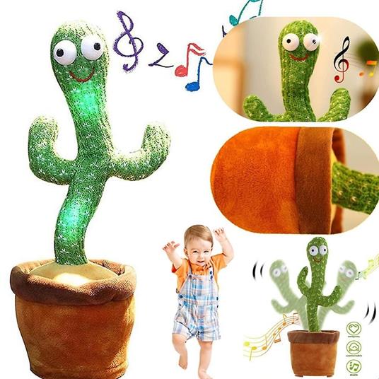 Cactus Ballerino Giocattolo Pupazzo Peluche Parlante Canta Balla Luci E Suoni