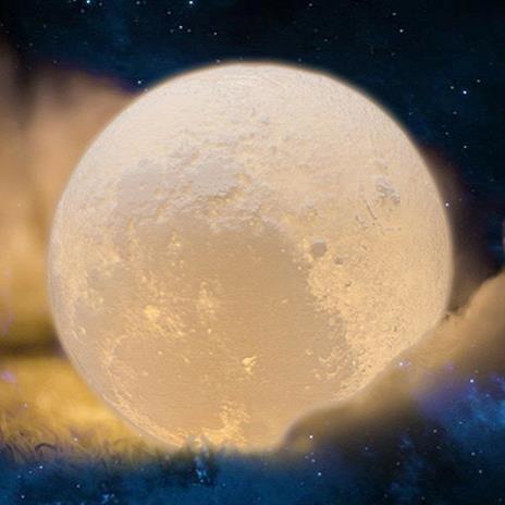 Lampada Led 3D A Forma Di Luna Usb Luna Luce Regolabile Notturna Con Filo - 4