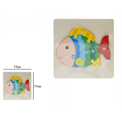 Puzzle 3D Legno Forma Di Pesce Educativo Colorato Gioco Bambini Imparare 07317
