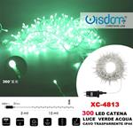 Trade Shop - CATENA LUMINOSA 300 LUCI LED LUCCIOLE LUCE VERDE ACQUA CAVO TRASPARENTE XC-4813 -