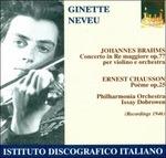 Concerto per violino / Poema op.25 - CD Audio di Johannes Brahms,Ernest Chausson,Ginette Neveu