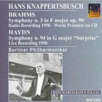 Sinfonia n.3 / Sinfonia n.94 - CD Audio di Johannes Brahms,Franz Joseph Haydn,Berliner Philharmoniker,Hans Knappertsbusch