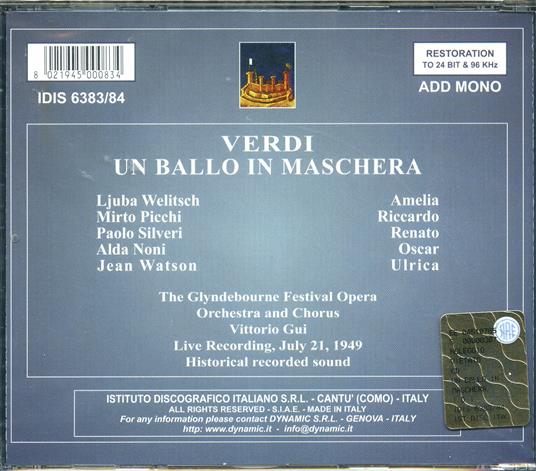 Un ballo in maschera - CD Audio di Giuseppe Verdi,Vittorio Gui,Glyndebourne Festival Orchestra - 2