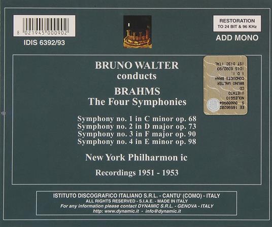 Sinfonie complete - CD Audio di Johannes Brahms,Bruno Walter,New York Philharmonic Orchestra