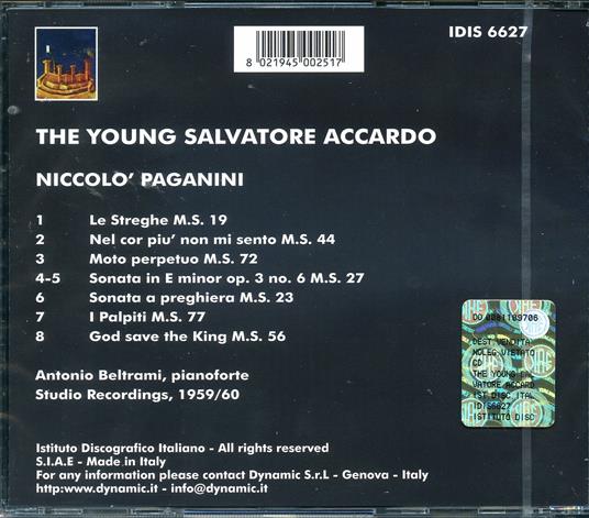 The Young Salvatore Accardo - CD Audio di Niccolò Paganini,Salvatore Accardo - 2