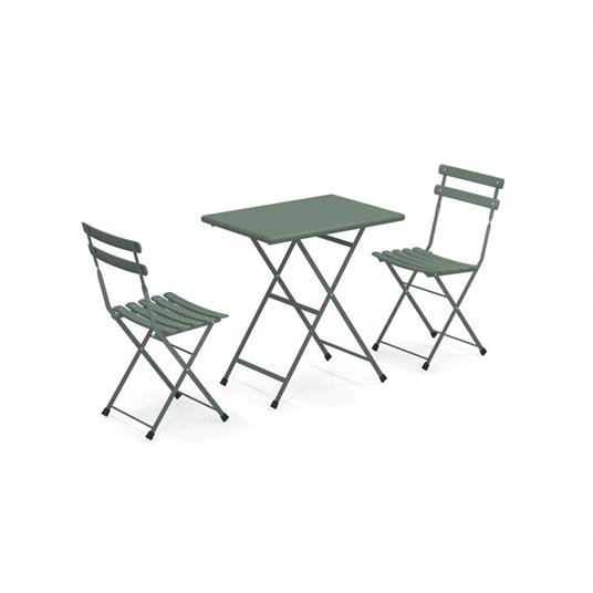 Set 2 sedie pieghevoli e 1 tavolo pieghevole 70 x 50 cm Arc en ciel, Verde Scuro. Emu 3513