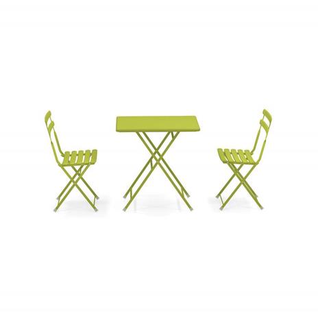 Set 2 sedie pieghevoli e 1 tavolo pieghevole 70 x 50 cm Arc en ciel, Verde Scuro. Emu 3513 - 3