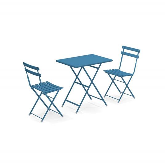 Set 2 sedie pieghevoli e 1 tavolo pieghevole 70 x 50 cm Arc en ciel, Blu. Emu 3513