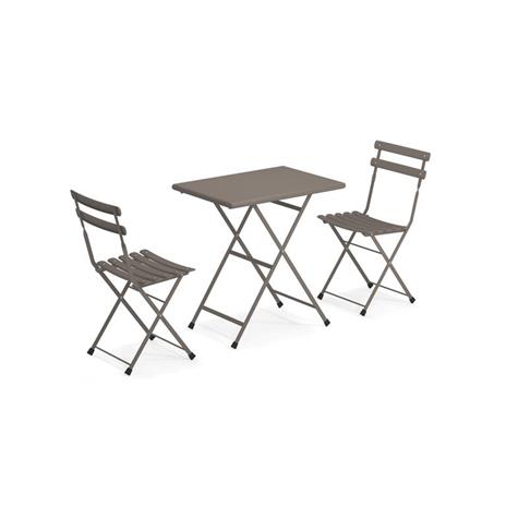 Set 2 sedie pieghevoli e 1 tavolo pieghevole 70 x 50 cm Arc en ciel, color Sabbia. Emu 3513