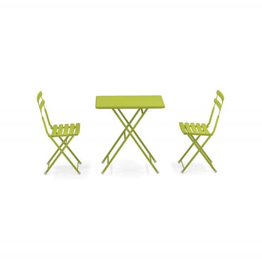Set 2 sedie pieghevoli e 1 tavolo pieghevole 70 x 50 cm Arc en ciel, color Sabbia. Emu 3513 - 3
