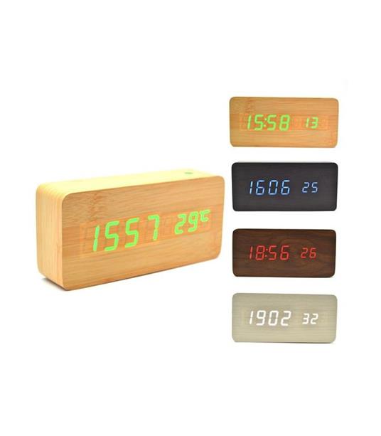 Sveglia Orologio Wooden Light Led Digital Alarm Clock Calendario Termometro - 6