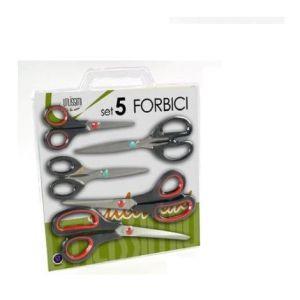 Kit 5 Forbici Con Lama In Acciaio Per Ufficio Cucina Lavoro Utensile Taglia - 2