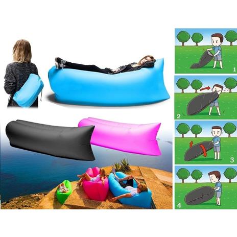 SOFA SACCO GONFIABILE MATERASSINO SPIAGGIA ARIA RELAX PISCINA DIVANO AMACA POUF - 2