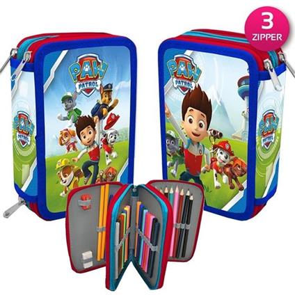 Astuccio Paw Patrol Pets 3 Zip Triplo Scomparto Accessoriato Scuola Bambini