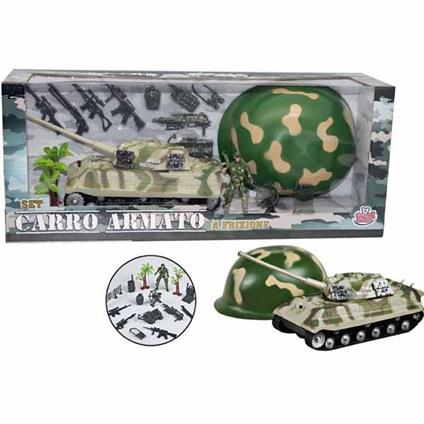 Playset Carro Armato Militare A Frizione Con Soldato Armi Ed Elmetto