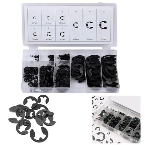 ANELLI ELASTICI SEEGER KIT DA 300 PZ ASSORTITI RONDELLE ANELLO ELASTICO E-CLIPS