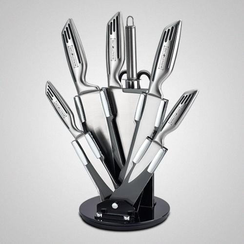 Set 8 Coltelli Forbici In Acciaio Da Cucina Carne Royalty Line Affilacoltelli