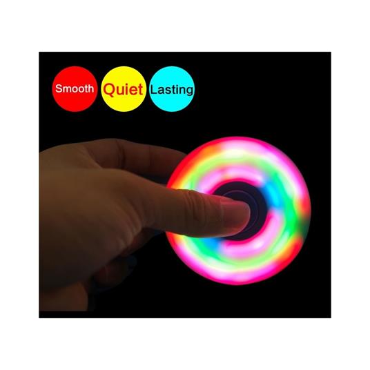 SPINNER CON LUCI LED LUMINOSO FIDGET ANTI STRESS 2 PEZZI GIOCO RILASSANTE 3D - 4