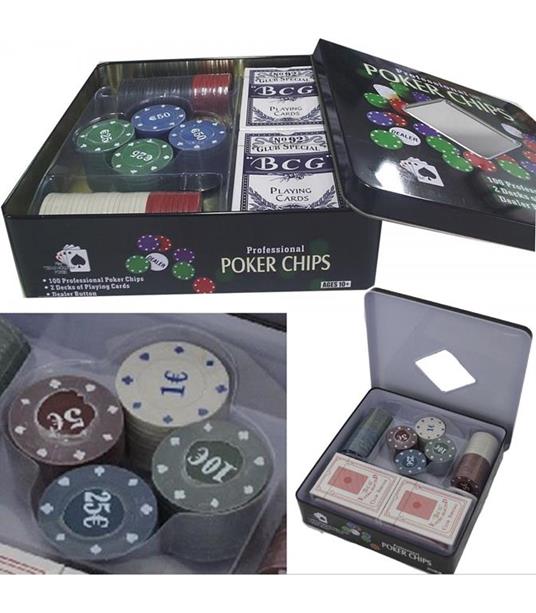 Set Kit Cofanetto Poker Texas Holdem 100 Fiches Chips Set Professionale Poker