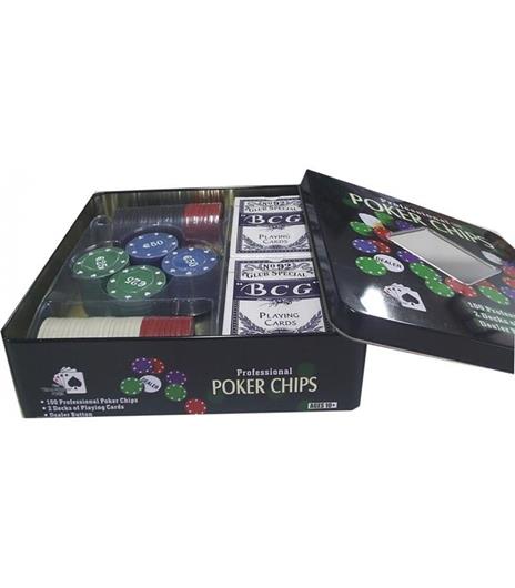 Set Kit Cofanetto Poker Texas Holdem 100 Fiches Chips Set Professionale Poker - 2