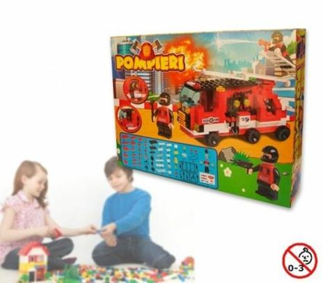 Playset Costruzioni Pomperi 170Pz Assemblare Personaggi Vigili Del Fuoco Camion - 2