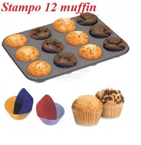 Stampo Teglia Antiaderente 12 Posti Per Muffin Ruoto Capcake Pasticceria