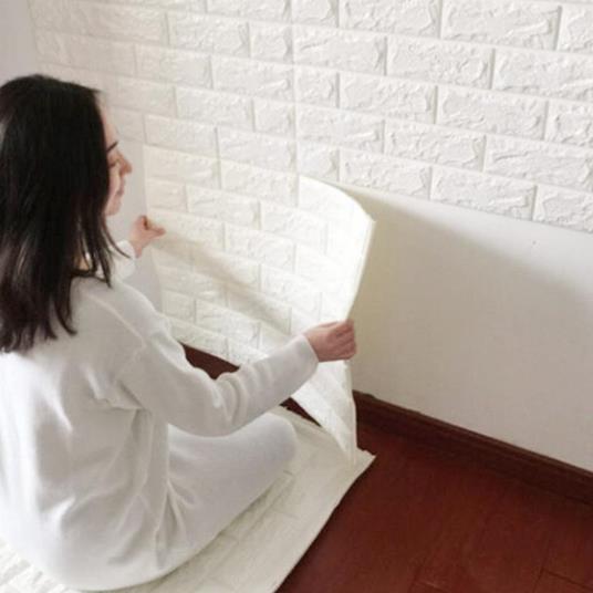Pannello Adesivo Per Decorazione Parete Effetto Pietra Muro 70 X 60 Cm  Bianco - ND - Idee regalo