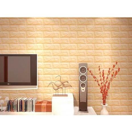 Pannello Adesivo Per Decorazione Parete Effetto Pietra Muro 70 X 60 Cm Beige - 2