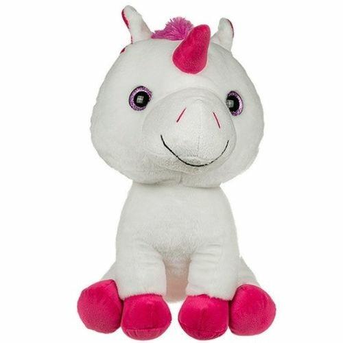 Peluche Morbido Per Bambini A Forma Di Unicorno Liocorno Colore Bianco E Fucsia - 2