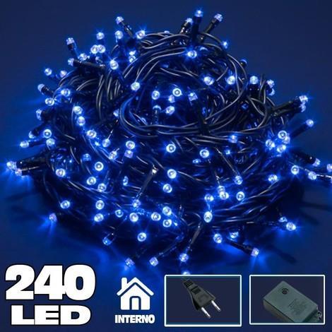 Catena Luci A Led Luminosa Natalizia 240 Led Blu Con 7 Giochi Mini Lucciole - 2