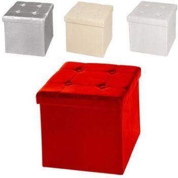Pouf Scatola Portaoggetti Puff Poggiapiedi A Forma Di Cubo In Ecopelle Colore - 2
