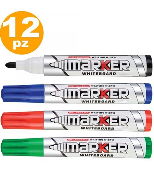 12 Pennarelli Per Lavagna Bianca Marker Whiteboard Scuola Ufficio  Cancelleria - Trade Shop TRAESIO - Cartoleria e scuola