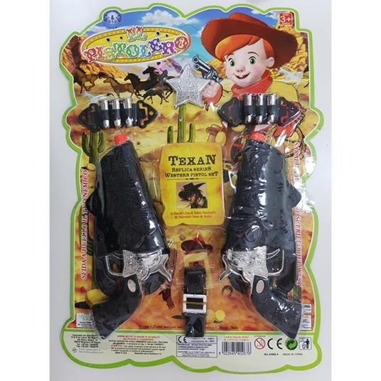 Set Pistolero 2 Pistole Fodero Sceriffo Stella Colpi Revolverheld Gioco Bambini