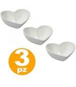 Set 3 Antipastiere Ciotole Cuore Finger Food Bianco Porcellana Snack Aperitivo