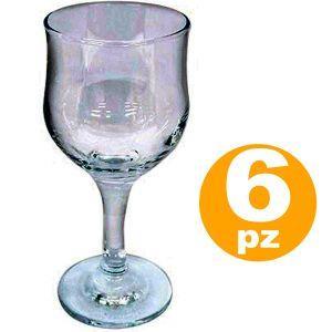 Set 6pz Calici Tulipe Vetro 20cl Trasparente Bicchieri Acqua Vino Rosso Bianco - 2