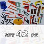 Set 42 Pezzi Attrezzi Da Lavoro Elmetto Trapano Sega Gioco Giocattolo Eta' 3+