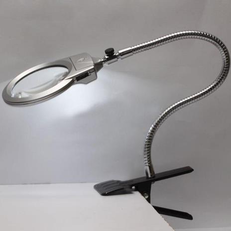 Lampada Lente Led Clip Da Tavolo Scrivania Ufficio Ingrandimento Con Pinza 2 Led