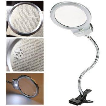 Lampada Lente Led Clip Da Tavolo Scrivania Ufficio Ingrandimento Con Pinza 2 Led - 5