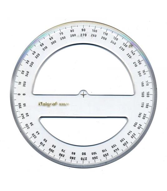 Goniometro Circolare 360 Gradi Diametro 10 Cm Per Angolo Angoli Scolastico  - Trade Shop TRAESIO - Cartoleria e scuola