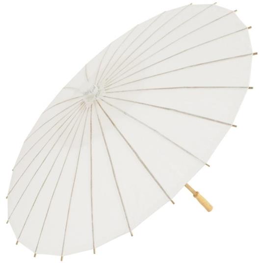 Ombrello Bambu Bianco 20 Cm Carta Legno Sposa Wedding Matrimonio Ombrellino