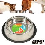 Ciotola Per Cani Gatti In Acciaio 21 Cm Antiscivolo Per Cibo Acqua Crocchette