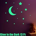 Luna E Stelle Brillano Al Buio 13 Pezzi Glow In The Dark 3D Arredo Casa Stanze