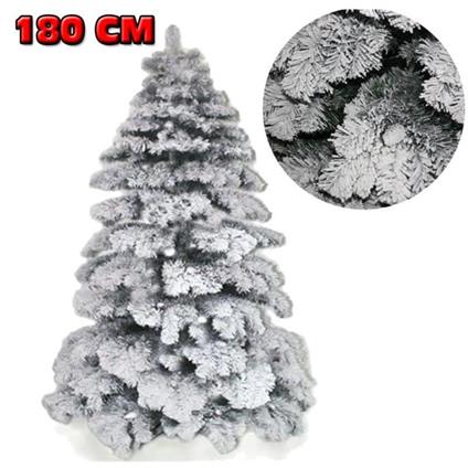 Albero Di Natale 180Cm Abete Snow Con Effetto Innevato Bianco Base A Croce